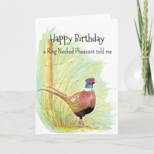 Ring Necked Pheasant Personality Birthday Fun Bird Card (Front)