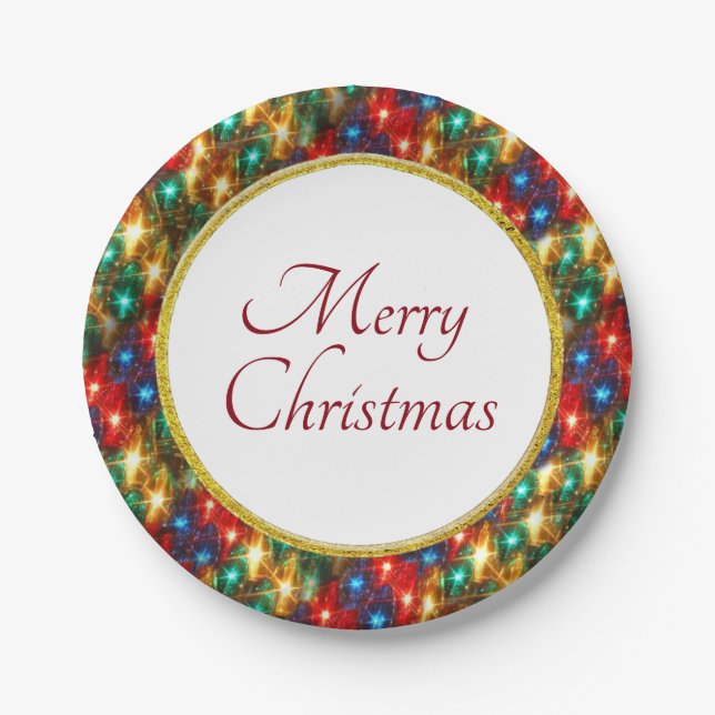 Ring of Cheerful Christmas Lights Paper Plate (Front)