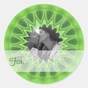 Ring of Green Photo Frame Kaleidoscope Mandala Classic Round Sticker