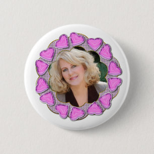 Ring of hearts 6 cm round badge