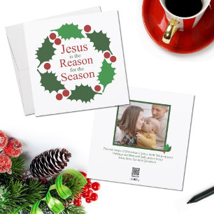 Ring of Holly Jesus Reason For Season Photo Holiday Card
