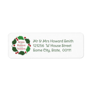 Ring of Holly Jesus Reason for Season Return Address Label