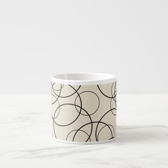 Ring Pattern Black On Beige Espresso Cup (Front)