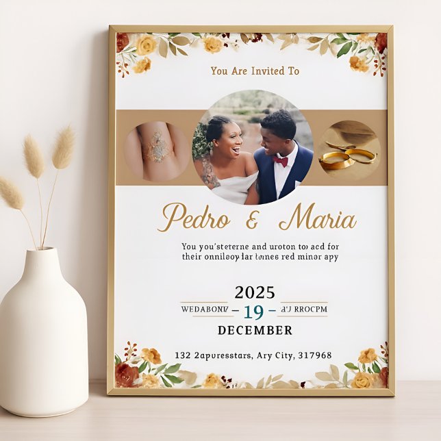 Ring Photo Floral Wedding Invitation Fall Garden  (Creator Uploaded)