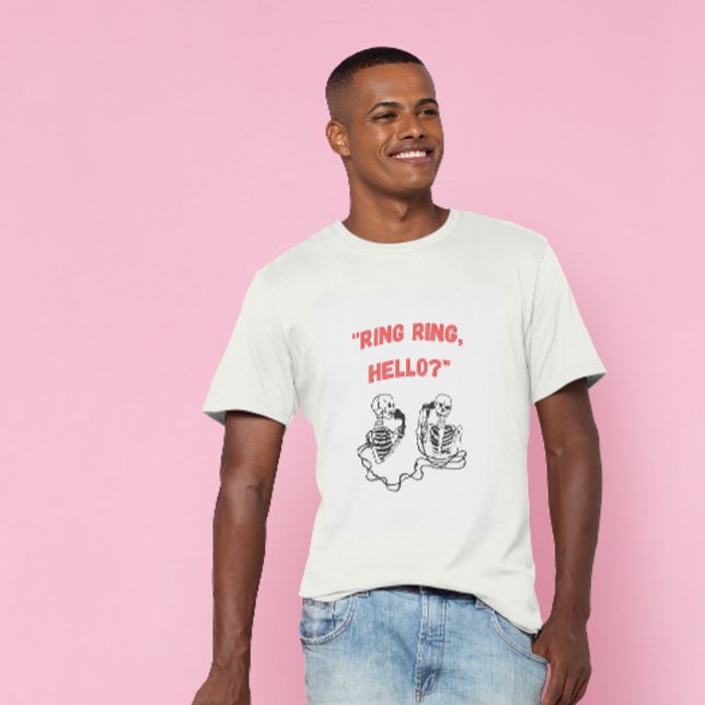 "Ring ring, hello?" 2 Handdrawn Skeletons Calling T-Shirt (Creator Uploaded)