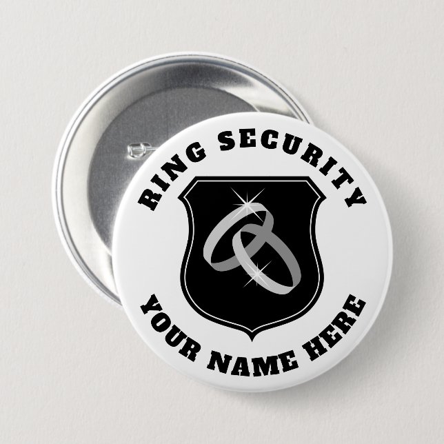 Ring security button with name of ring bearer (Front & Back)