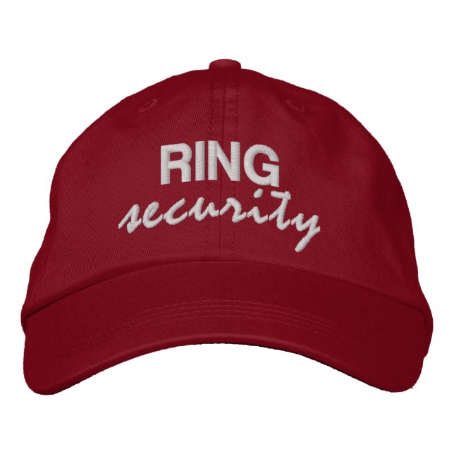 RING security fun novelty script ring bearer Embroidered Hat (Front)