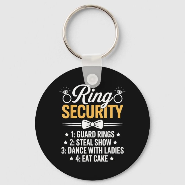Ring Security Wedding Party Funny Ring Bearer 2 Key Ring (Front)
