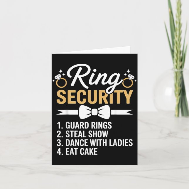 Ring Security Wedding Party Funny Ring Bearer 5 Card (Front)
