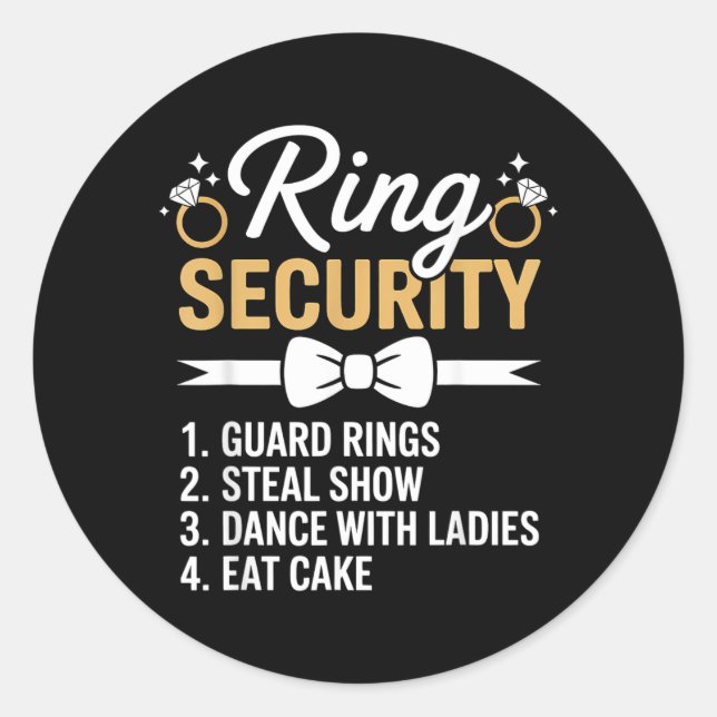 Ring Security Wedding Party Funny Ring Bearer 5 Classic Round Sticker (Front)