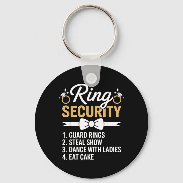 Ring Security Wedding Party Funny Ring Bearer 5 Key Ring (Front)