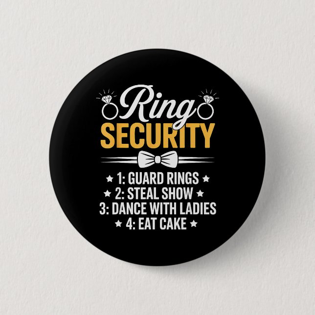 Ring Security Wedding Party Funny Ring Bearer 6 Cm Round Badge (Front)