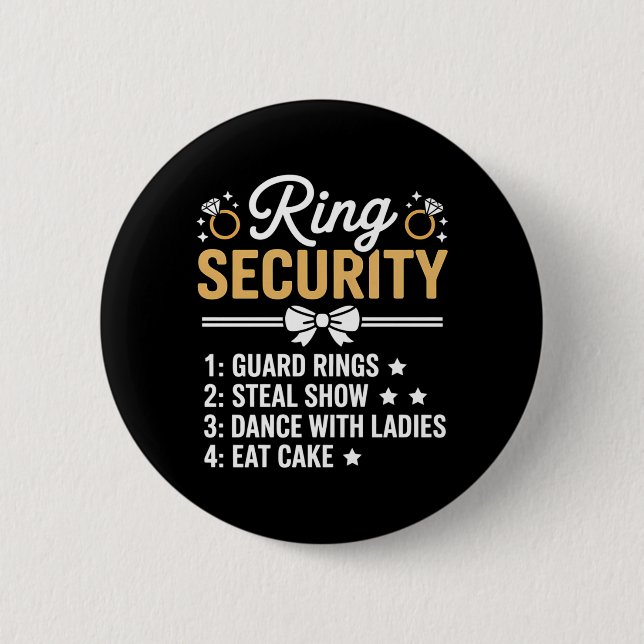 Ring Security Wedding Party Funny Ring Bearer 6 Cm Round Badge (Front)