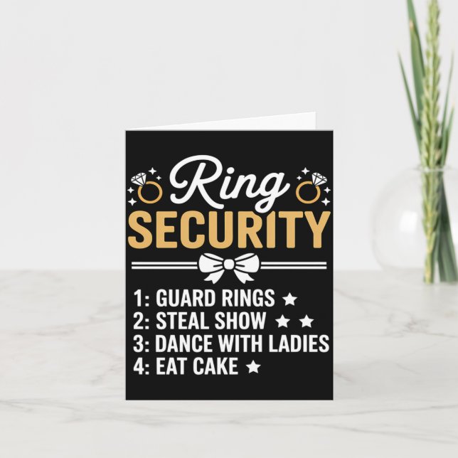Ring Security Wedding Party Funny Ring Bearer Card (Front)