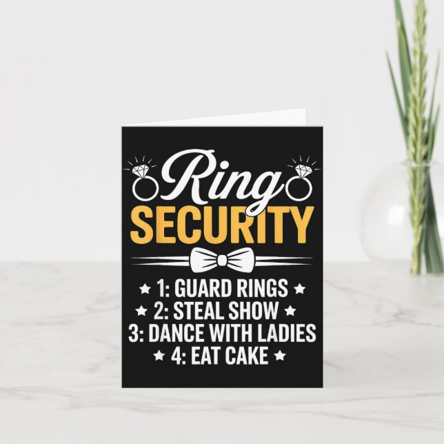 Ring Security Wedding Party Funny Ring Bearer  Card (Front)