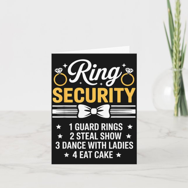 Ring Security Wedding Party Funny Ring Bearer Card (Front)