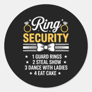 Ring Security Wedding Party Funny Ring Bearer  Classic Round Sticker