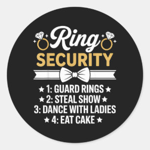 Ring Security Wedding Party Funny Ring Bearer Classic Round Sticker