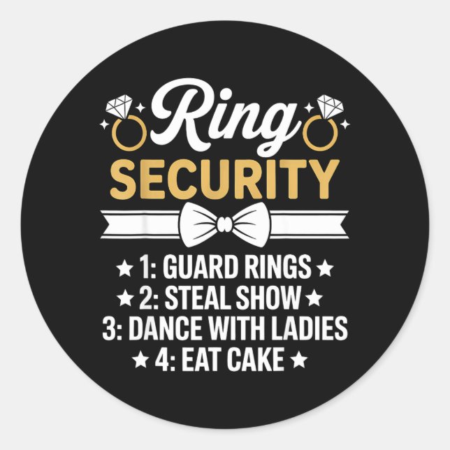Ring Security Wedding Party Funny Ring Bearer Classic Round Sticker (Front)