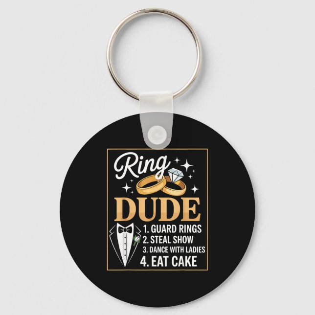 Ring Security Wedding Party Funny Ring Bearer  Key Ring (Front)