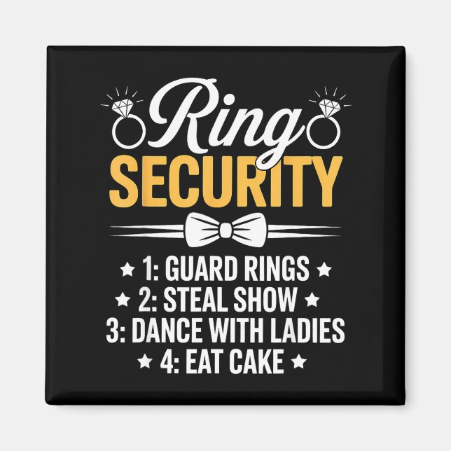 Ring Security Wedding Party Funny Ring Bearer Magnet (Front)