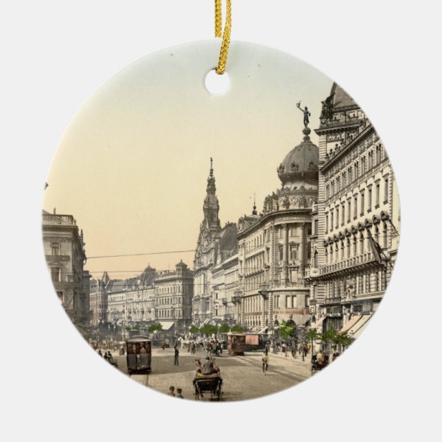 Ring Street, Budapest, Hungary Ceramic Tree Decoration (Front)