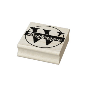 Ring & Stripes + your Monogram / Name Rubber Stamp