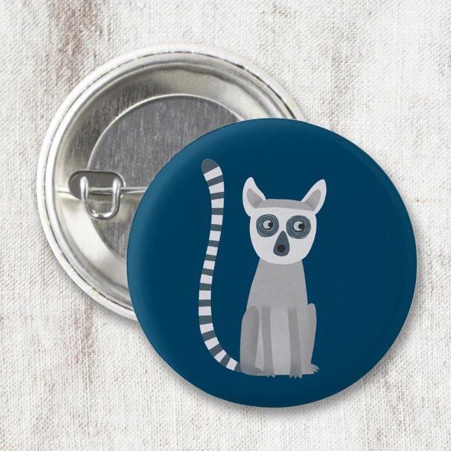 Ring Tailed Lemur 3 Cm Round Badge (Fun ring tailed lemur button for wildlife and animal lovers)