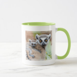 Ring-Tailed Lemur Baby on its Mother's Back Mug
