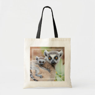 Ring-Tailed Lemur Baby on its Mother's Back Tote Bag