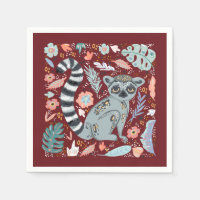 Ring Tailed Lemur Cute Floral