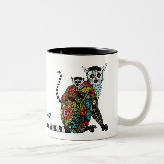 Ring Tailed Lemur Love Two-Tone Coffee Mug (Right)