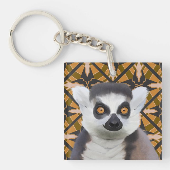 Ring-Tailed Lemur Madagascar Wildlife Key Ring (Front)
