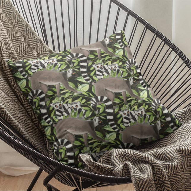 Ring-tailed Lemur of Madagascar Wildlife Pattern Cushion (Creator Uploaded)