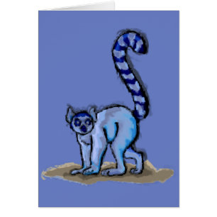 Ring Tailed Lemur Painting and Facts Card