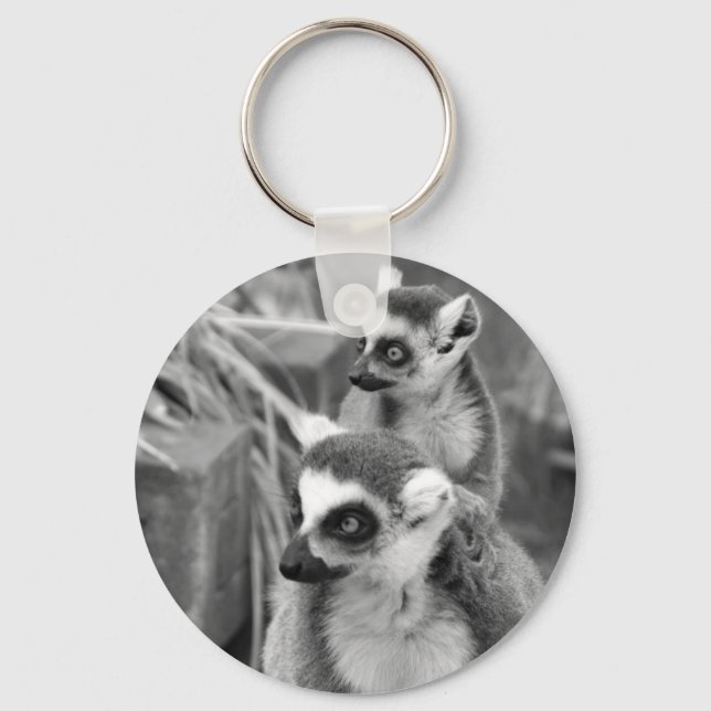 Ring-tailed lemur with baby black and white key ring (Front)