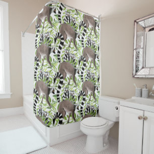 Ring-Tailed Lemurs in the Forest Pattern Shower Curtain