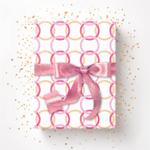 Ring Toss Interlocking Circles in Pink and Orange Wrapping Paper
