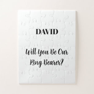 Ringbearer Custom Name Simple Minimal Wedding Jigsaw Puzzle