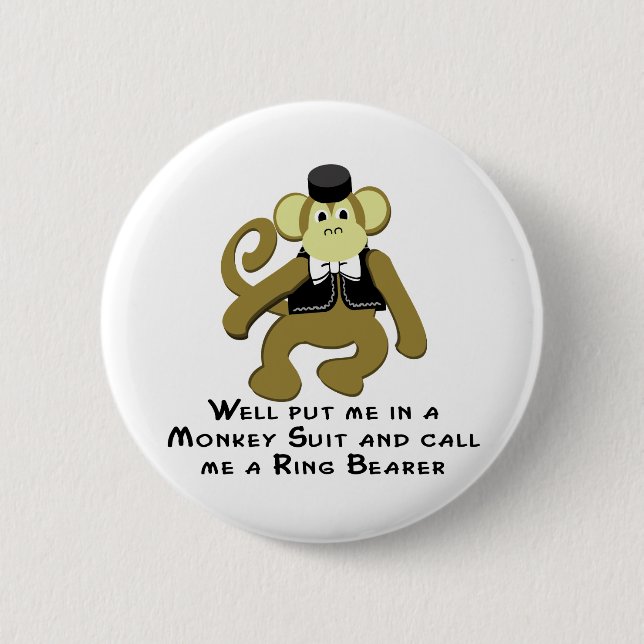 Ringbearer/ Monkey 6 Cm Round Badge (Front)