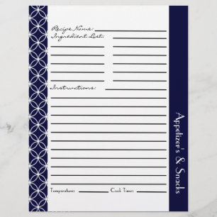 Ringed Diamonds Recipe Inserts - Navy Blue White