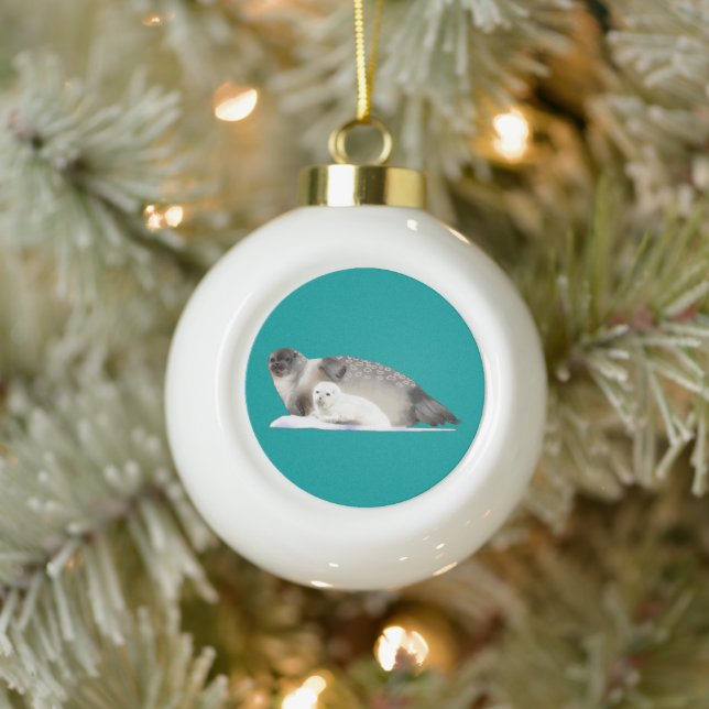 Ringed Seal Ceramic Ball Christmas Ornament (Tree)