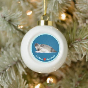 Ringed Seal - Cold Noses, Warm Hearts Ceramic Ball Christmas Ornament