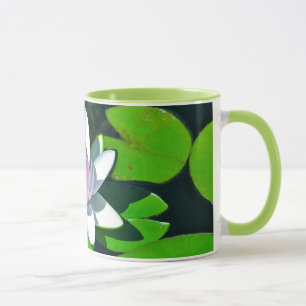 Ringer Coffee Mug, "Mauve White Lotus Blossom" Mug