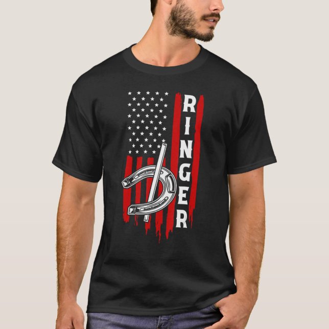 Ringer Horseshoe American Flag T-Shirt (Front)