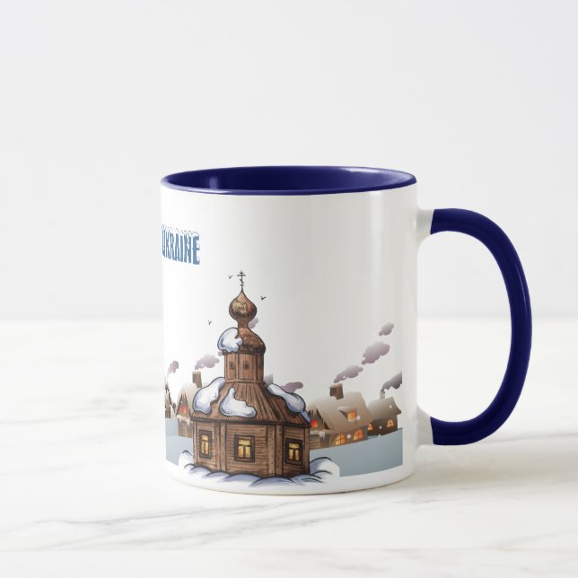 Ringer Mug. Winter in Ukraine Mug (Right)