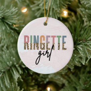 Ringette Girl Cheetah Print Ringette Player Ceramic Ornament