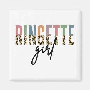 Ringette Girl Cheetah Print Ringette Player Magnet