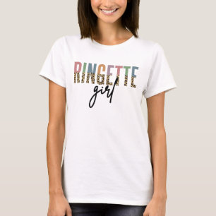 Ringette Girl Cheetah Print Ringette Player T-Shirt
