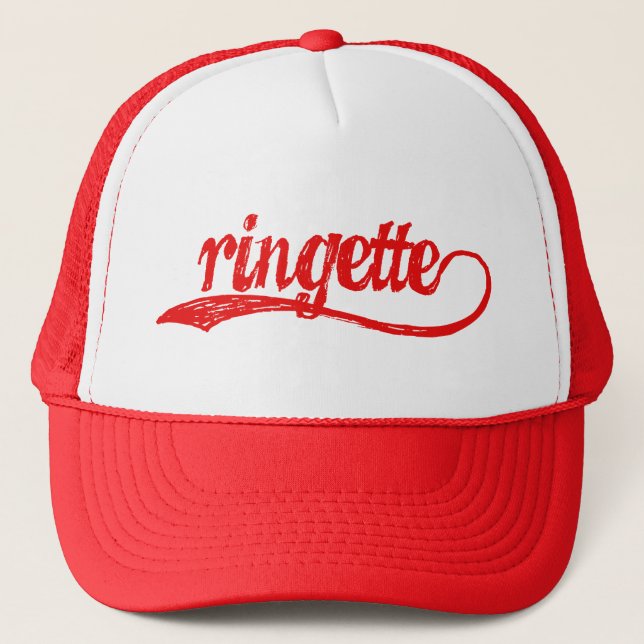 Ringette Red Cursive Baseball Hat (Front)
